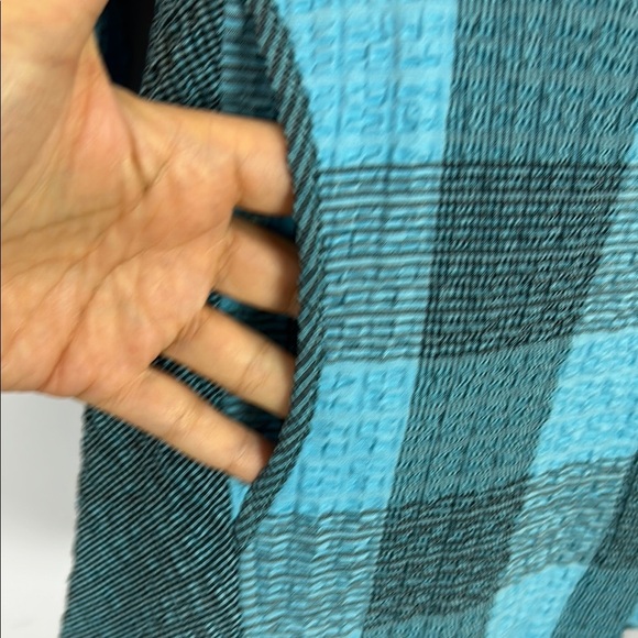 Habitat Blue Plaid 3/4 Sleeve Button Down with Side Pockets Shirt Size Large - Picture 6 of 8